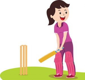 girl batting playing cricket clipart 317
